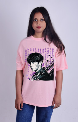 keikovastra Printed, Typography Women Round Neck Pink T-Shirt