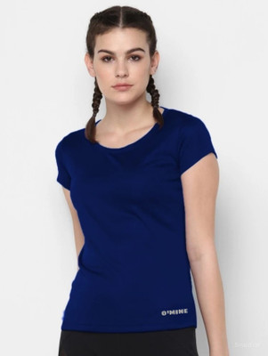 O'Mine Solid Women Round Neck White T-Shirt