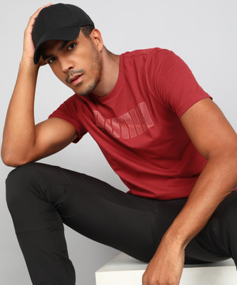 PUMA Printed Men Round Neck Red T-Shirt