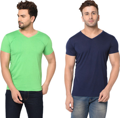 Adorbs Trend Solid Men V Neck White T-Shirt