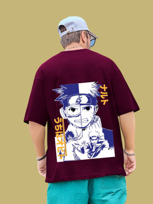 Kasendra Printed Men Round Neck Maroon T-Shirt