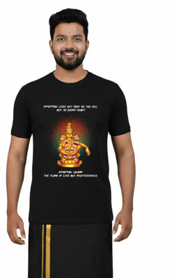 DEHCY Printed Men Round Neck Black T-Shirt