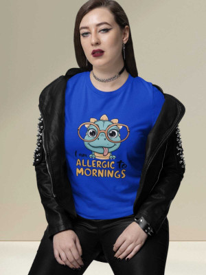 Clori Printed Women Round Neck Blue T-Shirt