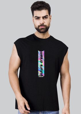 I&D Printed Men Round Neck Black T-Shirt
