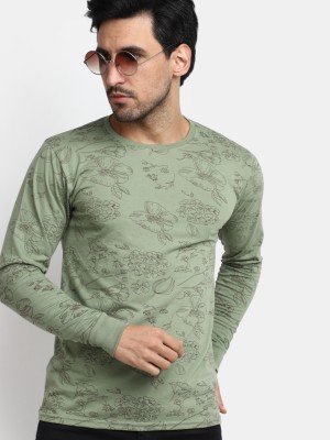 V-MART Printed Men Round Neck Reversible Green T-Shirt