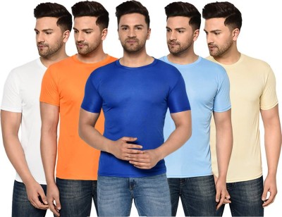 jmenterprise Solid Men Round Neck White, Orange, Blue, Light Blue, Beige T-Shirt