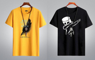 stylesmyth Printed Men Round Neck Multicolor T-Shirt