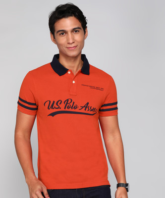 U.S. Polo Assn. Denim Co. Printed Men Polo Neck Red T-Shirt