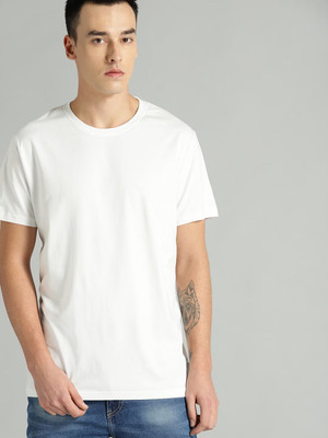 RULEDBYSUN Solid Men Round Neck White T-Shirt
