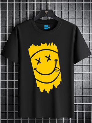 Uniplanet Store Printed Men Round Neck Black, Yellow T-Shirt