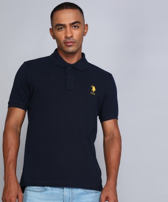 U.S. POLO ASSN. Solid Men Polo Neck Blue T-Shirt