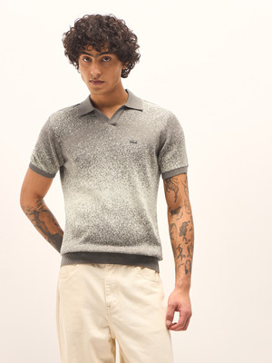 THE BEAR HOUSE Printed Men Polo Neck Beige T-Shirt