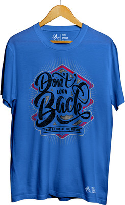 THE PRINT PLATTER Graphic Print Men Round Neck Blue T-Shirt