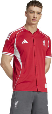 ADIDAS Typography Men V Neck Red T-Shirt