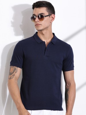 THOMAS SCOTT Solid Men Polo Neck Blue T-Shirt