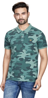 RGB Military Camouflage Men Polo Neck Green T-Shirt