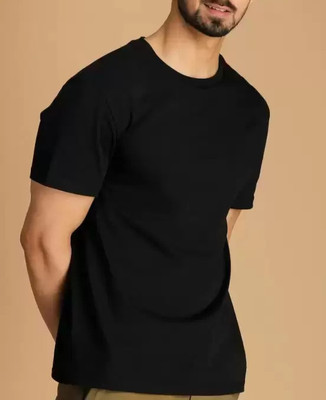 KAEZRI Solid Men Round Neck Black T-Shirt