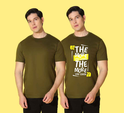WOOSTRO Solid Men Round Neck Dark Green T-Shirt