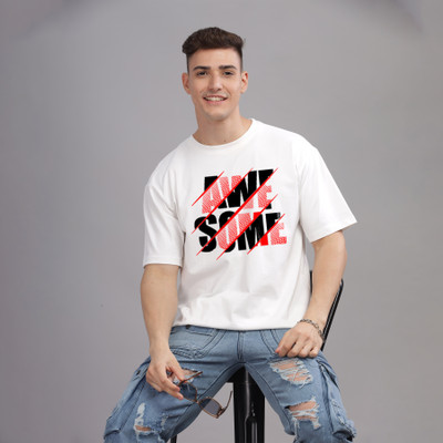 SolaceActive Printed Men Round Neck Reversible White T-Shirt