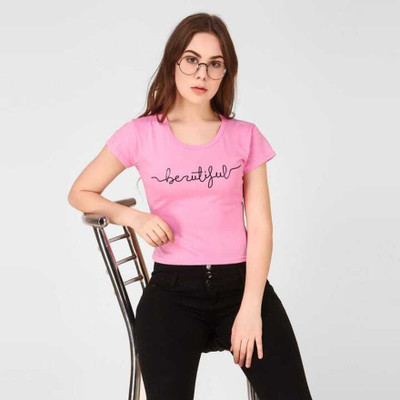 FENDURA Solid Women Round Neck Pink T-Shirt