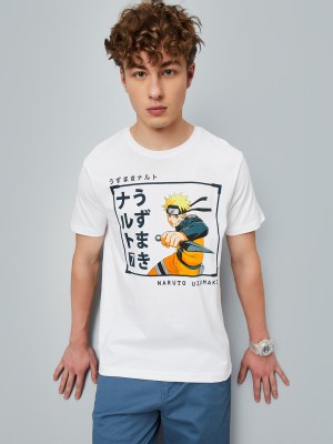 MAX Printed, Typography Men Round Neck Yellow T-Shirt