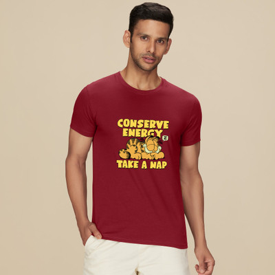 JP Creation Printed Men Round Neck Maroon T-Shirt