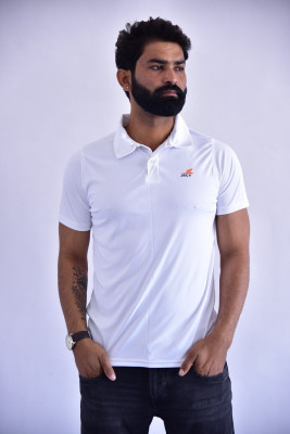 PSAJRCY Solid Men Polo Neck White T-Shirt