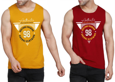 WOOSTRO Printed Men Scoop Neck Brown, Maroon T-Shirt
