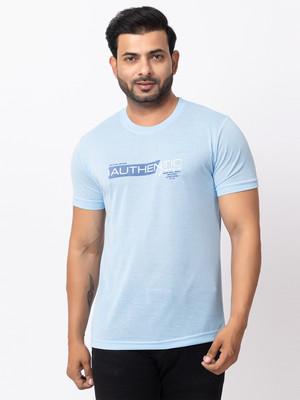 BUFFARO Typography Men Round Neck Blue T-Shirt