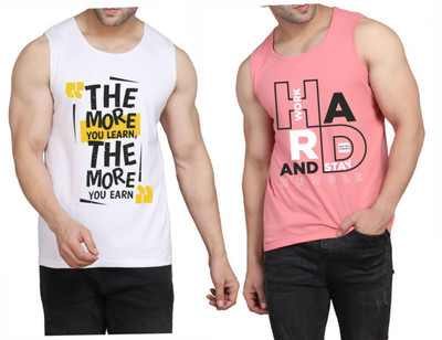 WOOSTRO Graphic Print Men Round Neck White, Pink T-Shirt