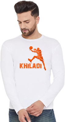 LV CARE Printed, Self Design Men Round Neck White T-Shirt