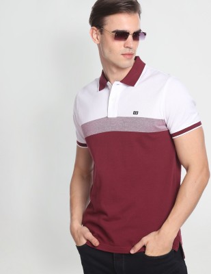 ARROW Colorblock Men Polo Neck Red T-Shirt