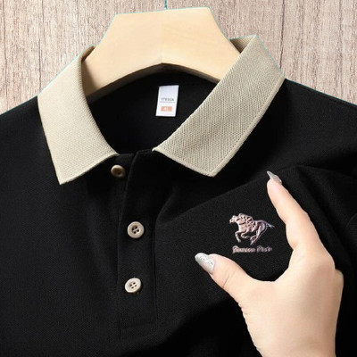 Ekado Fashion Solid Men Polo Neck Black T-Shirt