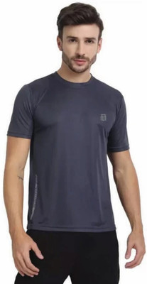 Tdoc Solid Men Round Neck Navy Blue T-Shirt