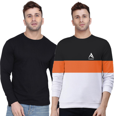 Kroptee Colorblock, Solid Men Round Neck Multicolor T-Shirt