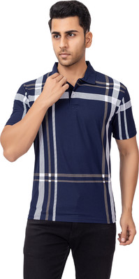 EMERALD APPAREL TRADING Printed Men Polo Neck Navy Blue T-Shirt