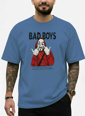 Kaka Fashion Printed Men Round Neck Blue T-Shirt