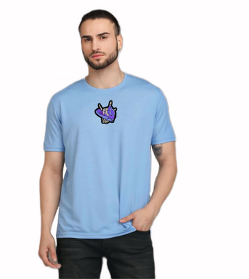 Swastik Printed Men Round Neck Blue T-Shirt