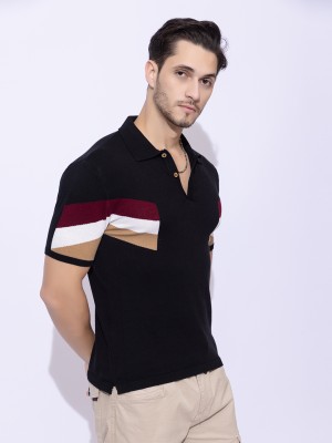 ARMISTO Self Design Men Polo Neck Black, Brown, Maroon T-Shirt