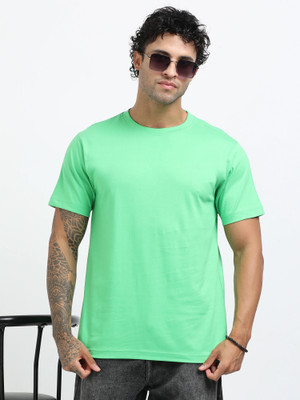 Chill Factor Solid Men Round Neck Green T-Shirt