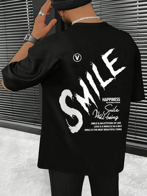 Relva Printed Men Round Neck Black T-Shirt