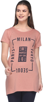 IN Love Printed Women Round Neck Pink T-Shirt