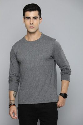 METRONAUT Solid Men Round Neck Grey T-Shirt