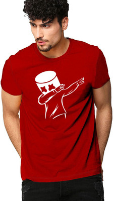 sms creation Printed Men Round Neck Maroon T-Shirt