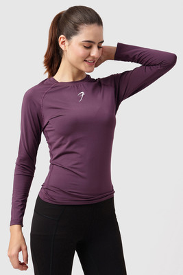 FuaarK Solid Women Crew Neck Purple T-Shirt