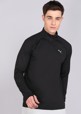 PUMA Solid Men High Neck Black T-Shirt