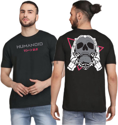 Swastik Graphic Print Men Round Neck Black T-Shirt