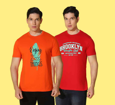 WOOSTRO Printed Men Round Neck Multicolor T-Shirt