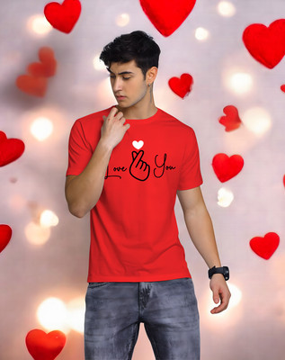 Triptee Printed Men Round Neck Red T-Shirt