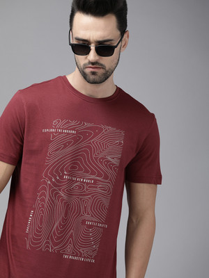 Roadster Printed Men Round Neck Red T-Shirt